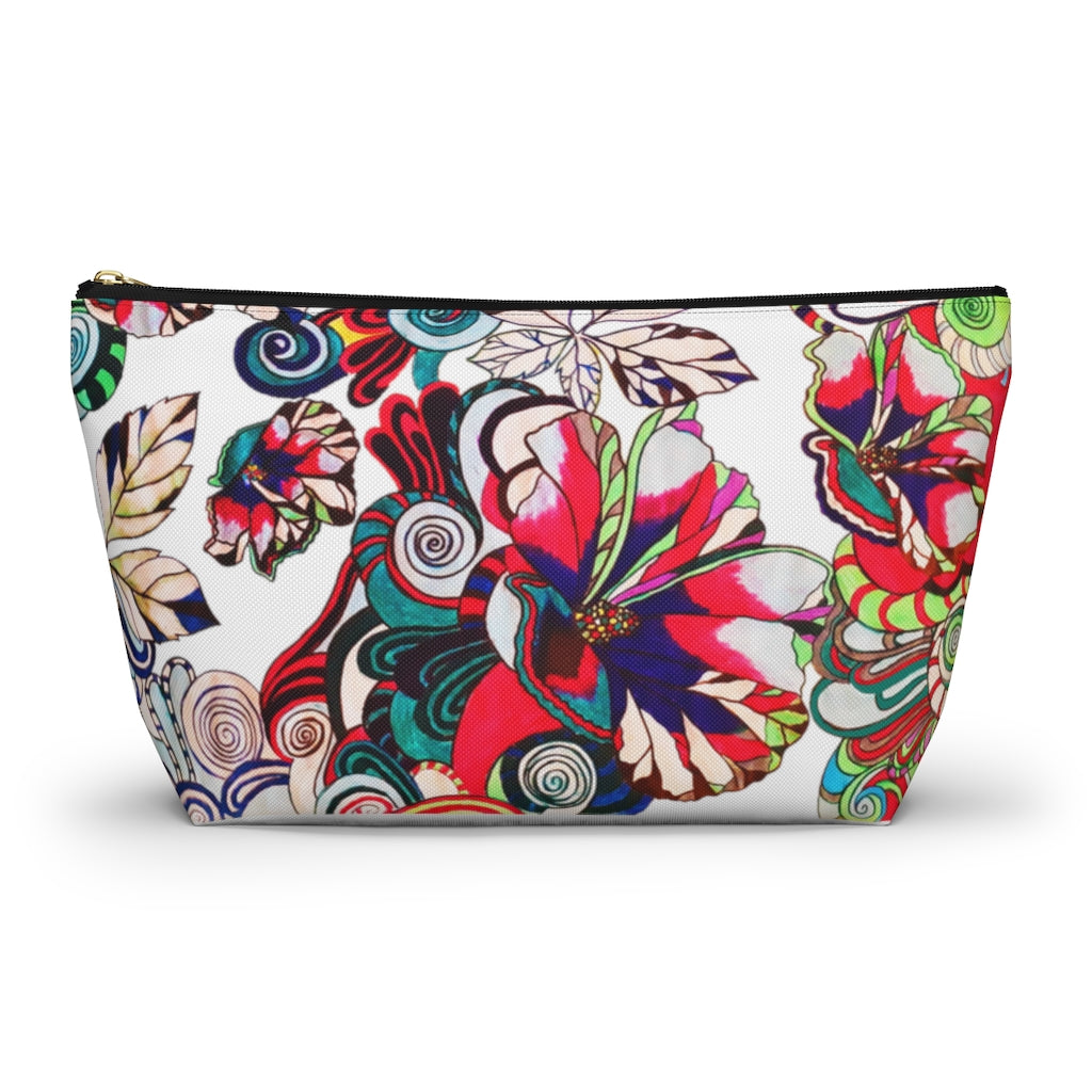 Floral Pop White Accessory Pouch