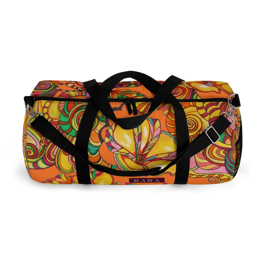 Artsy Floral Orange Duffel Bag