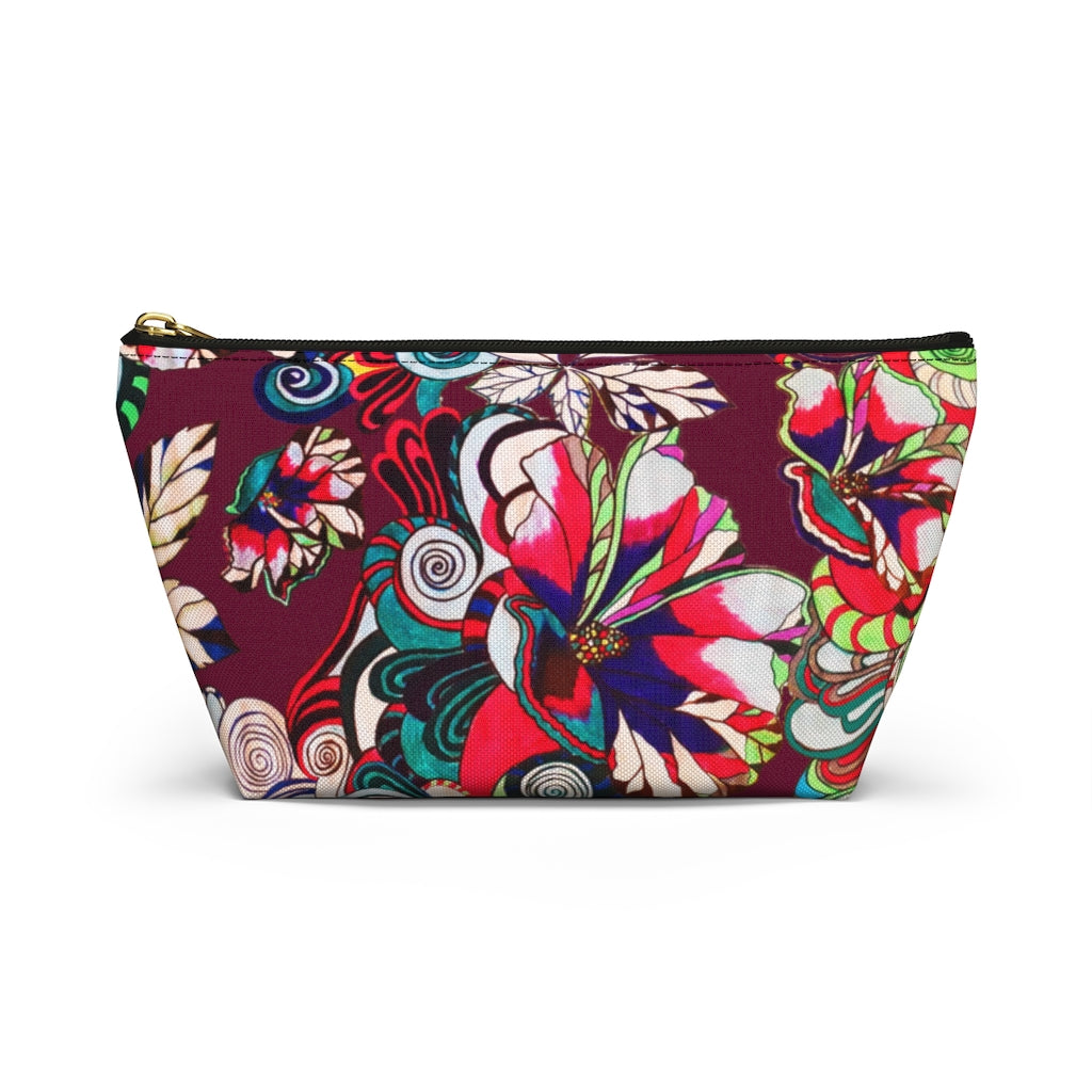 Floral Pop Marsala Accessory Pouch