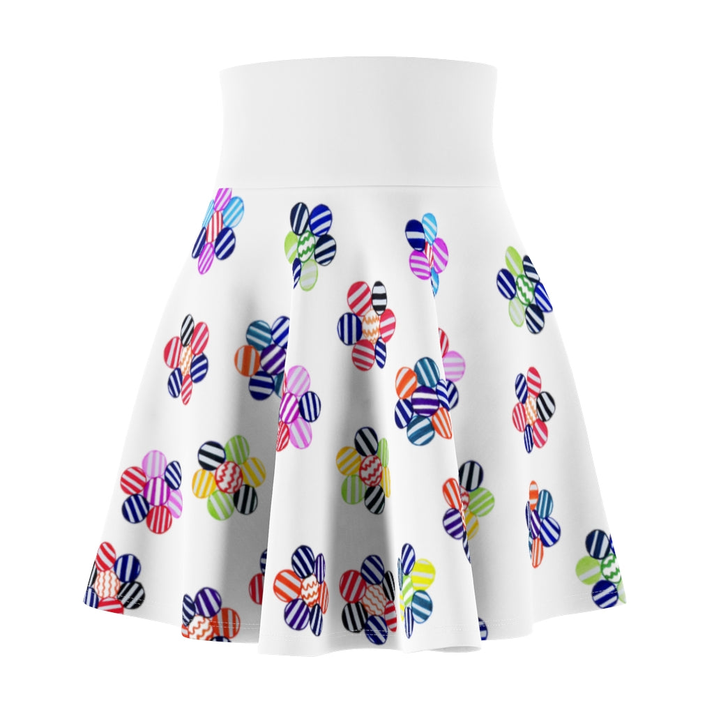 white striped floral skater skirt