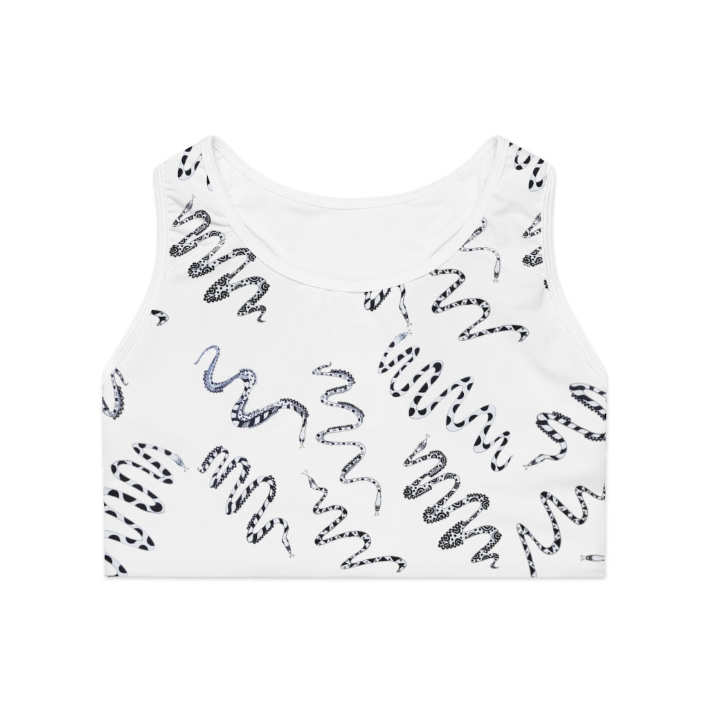 white snake print sports bra