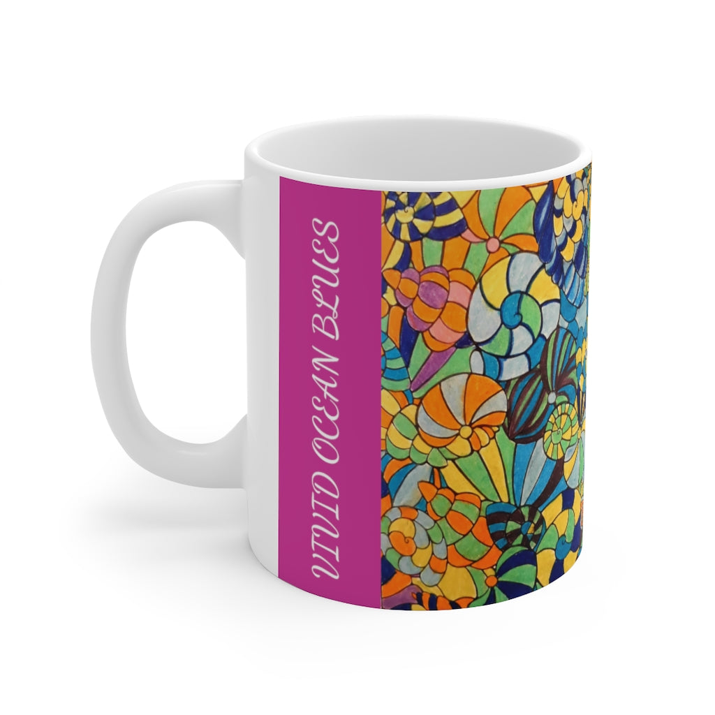 Vivid Ocean Blues Magenta Ceramic Mug 11oz