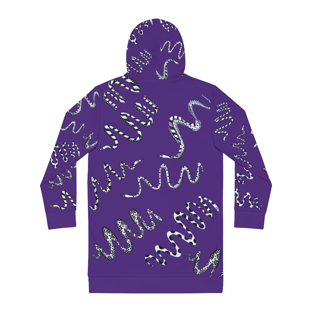 purple snake print hoodie dress
