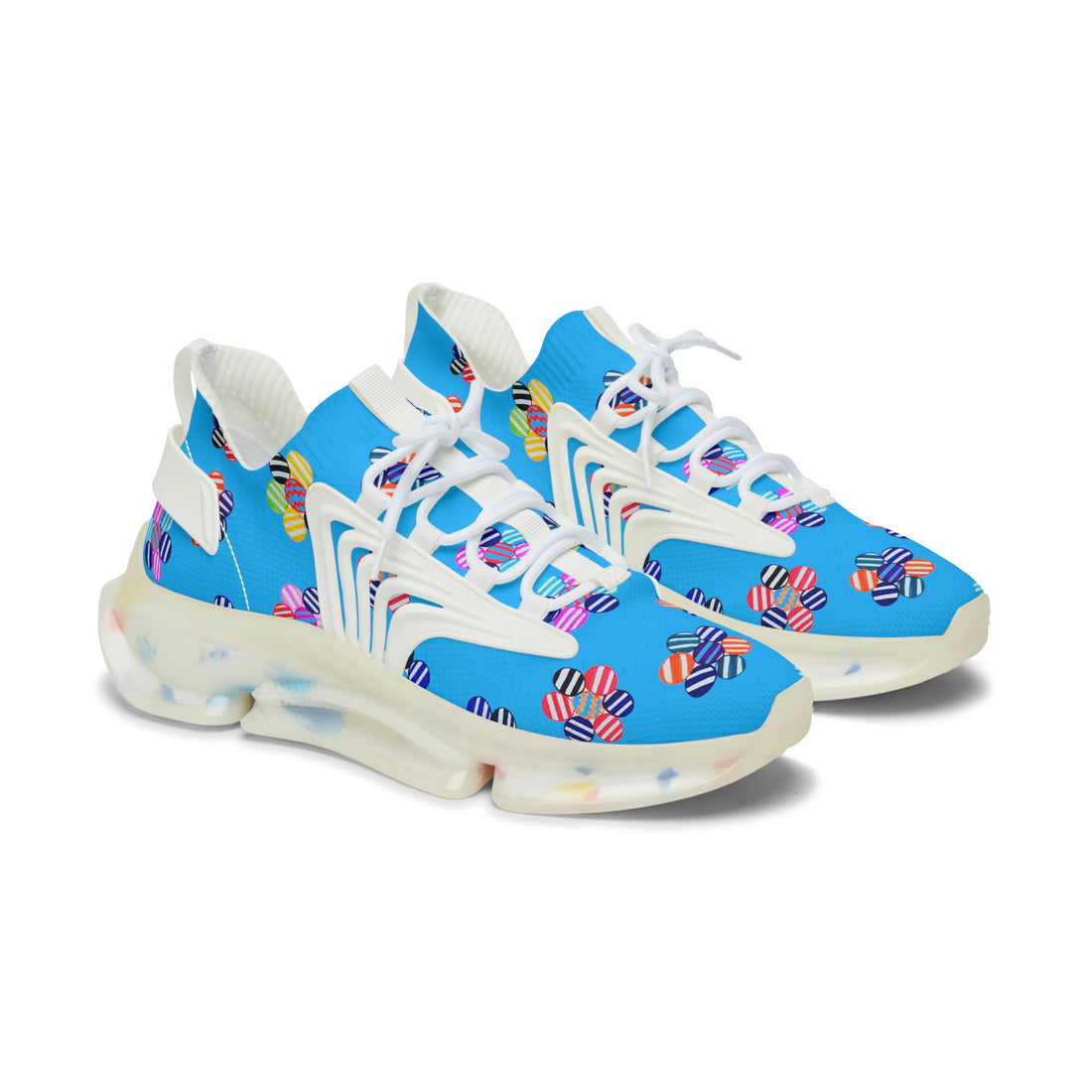 aqua geometric floral women's mesh knit sneakers