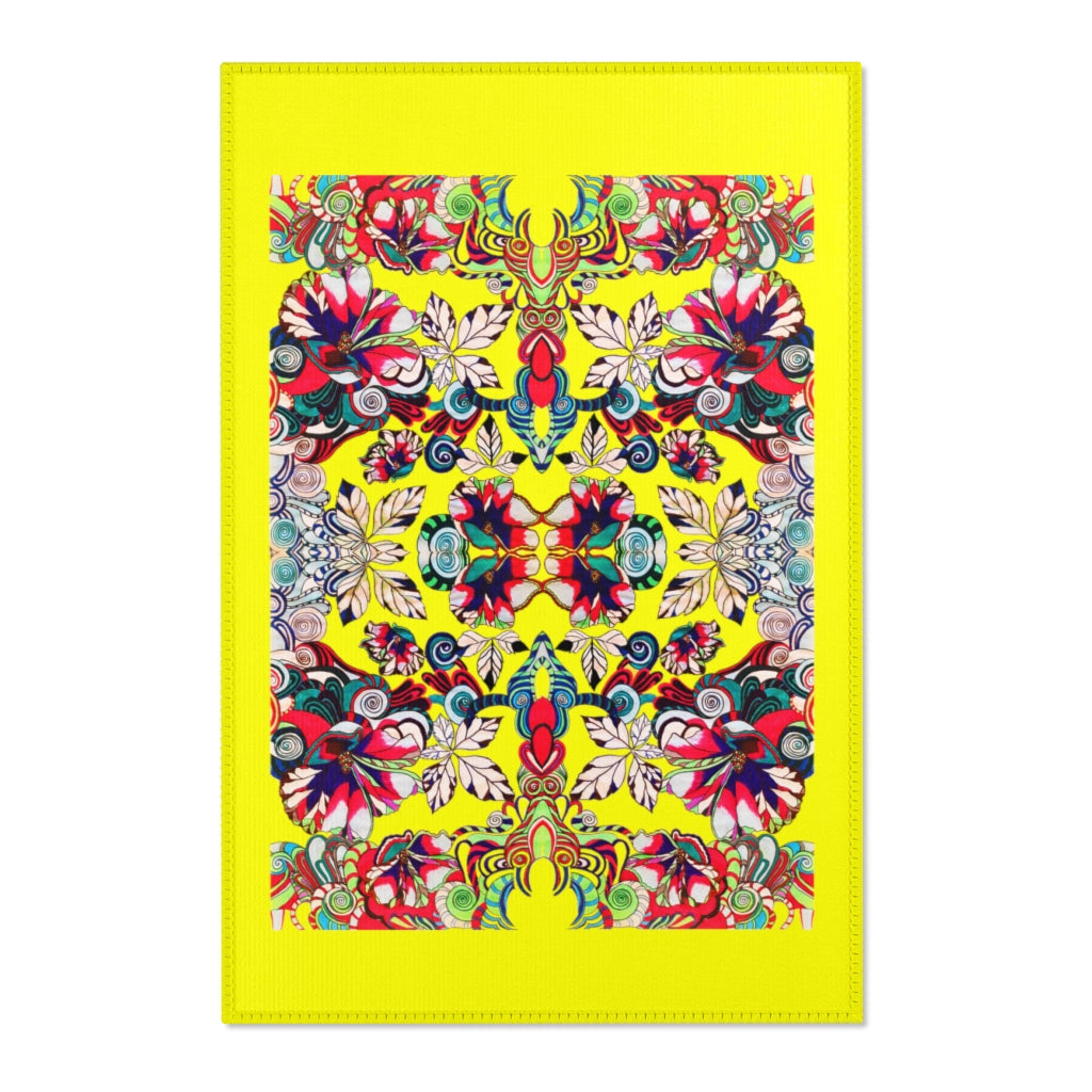 Artsy Floral Pop Canary Area Rug