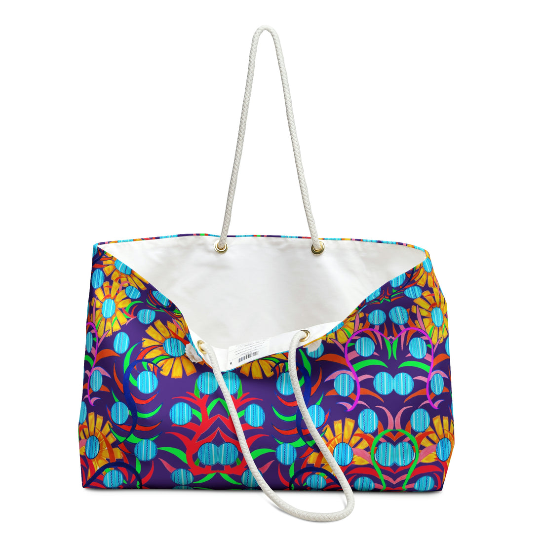 Purple Sunflower Weekender Open Beach Tote Bag