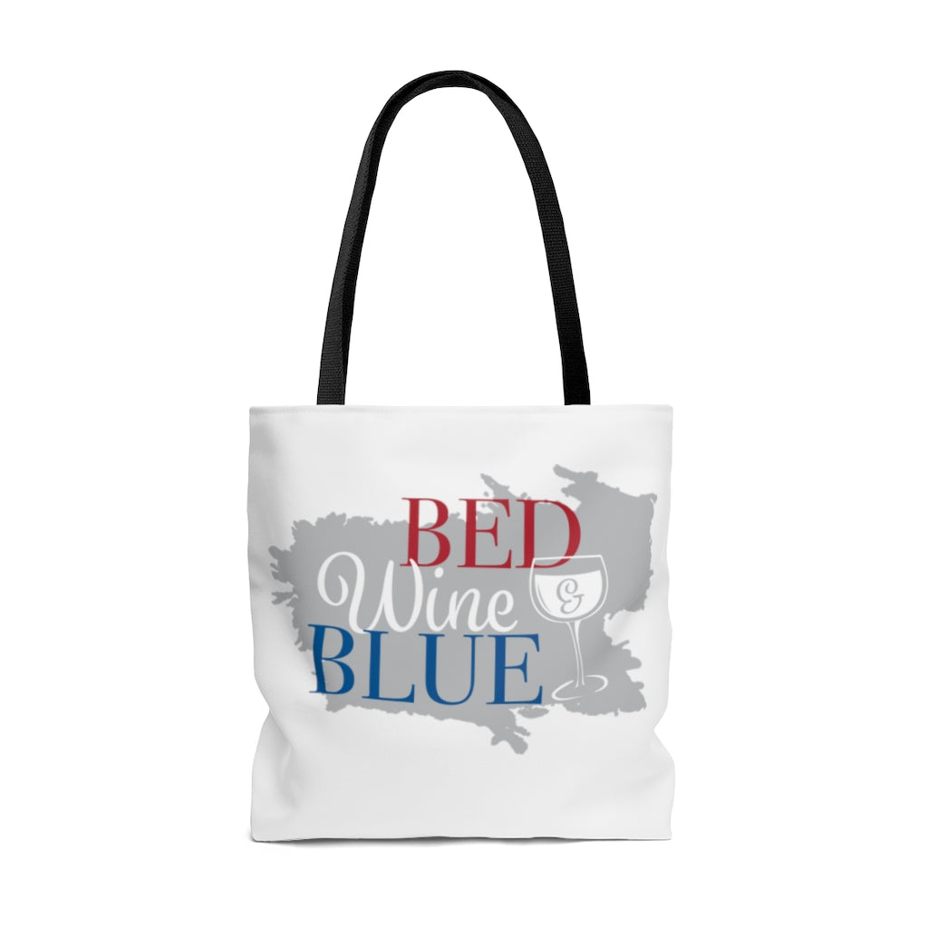 AOP Bed & Wine White Tote Bag