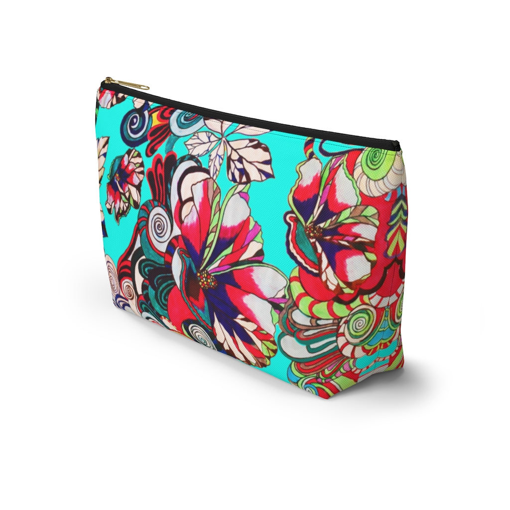 Artsy Floral Pop Cyan Accessory Pouch