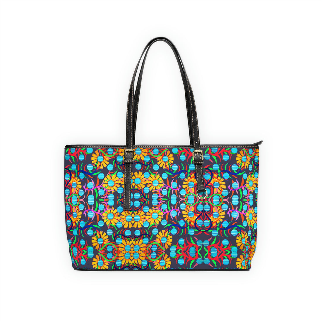 Pebble Grey Sunflower PU Leather Shoulder Bag