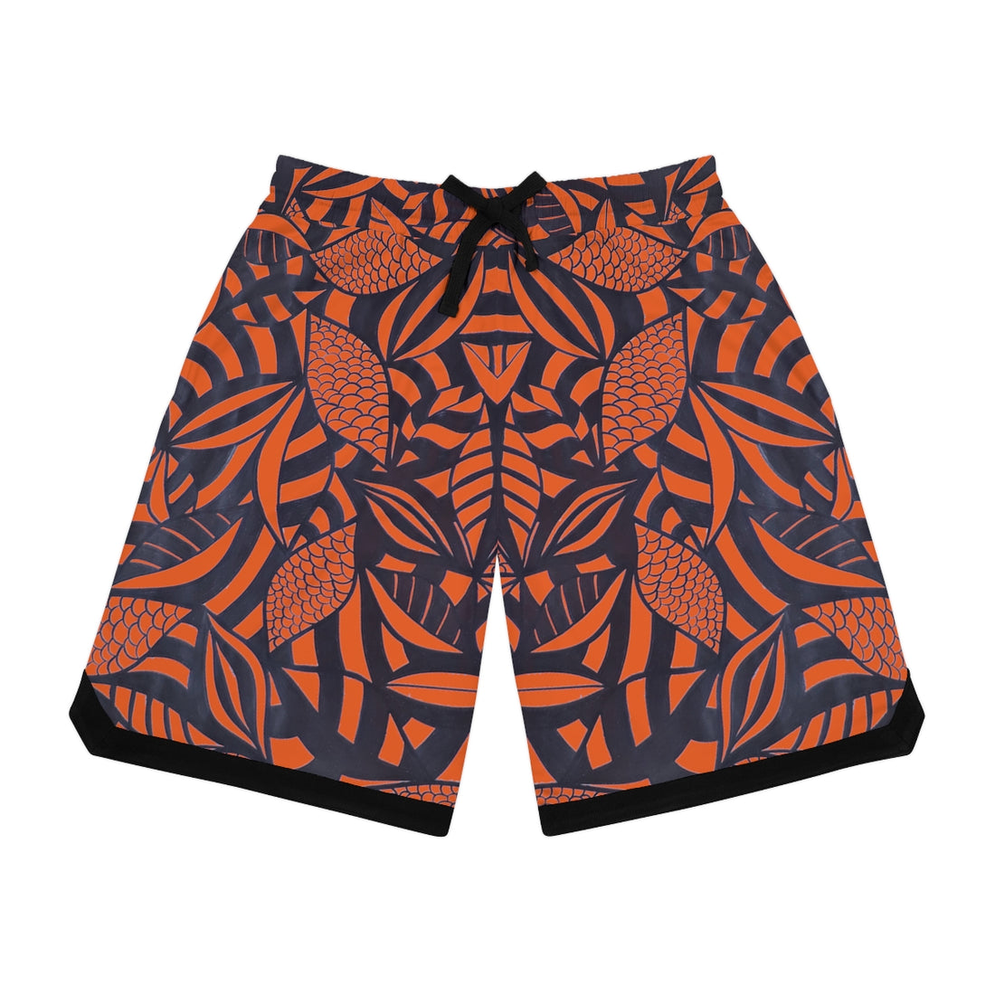 orange tropical print basketball shorts for men