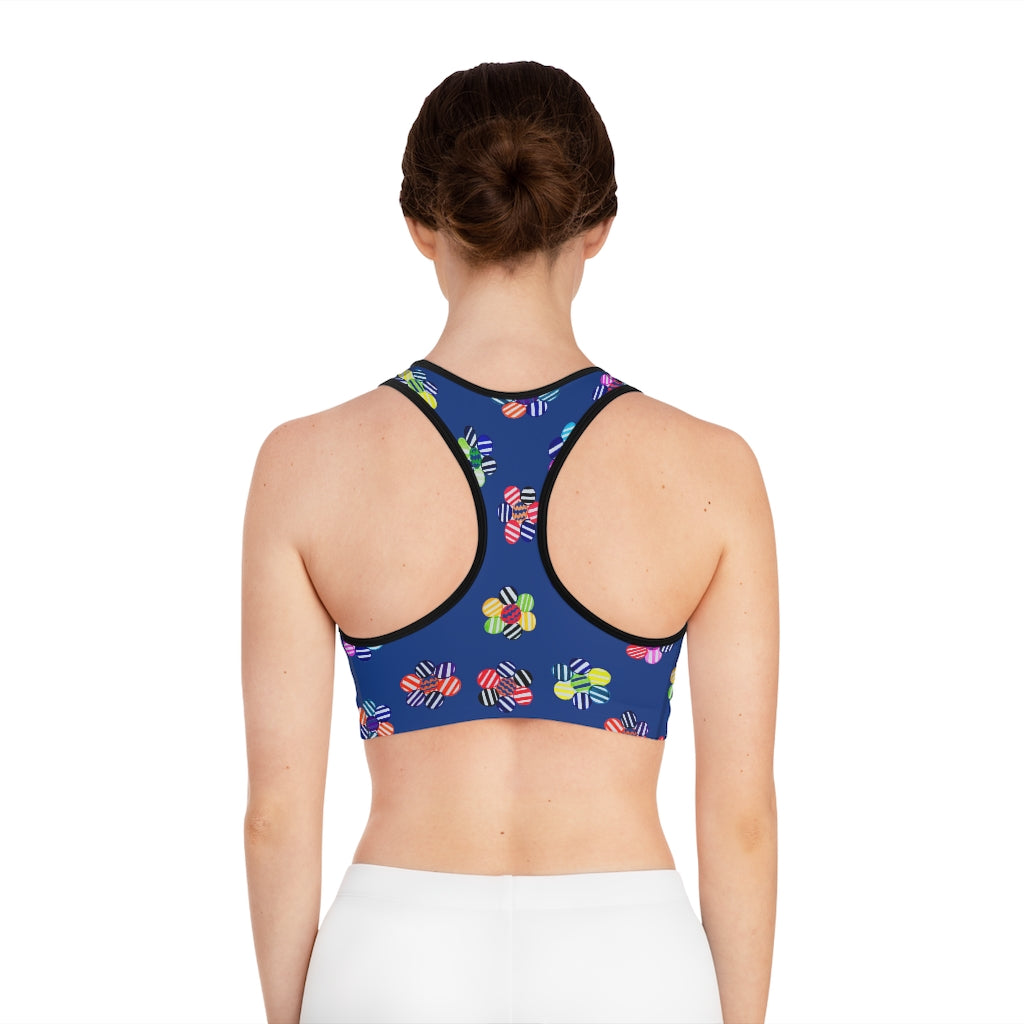 Blue Candy Florals (AOP) Sports Bra