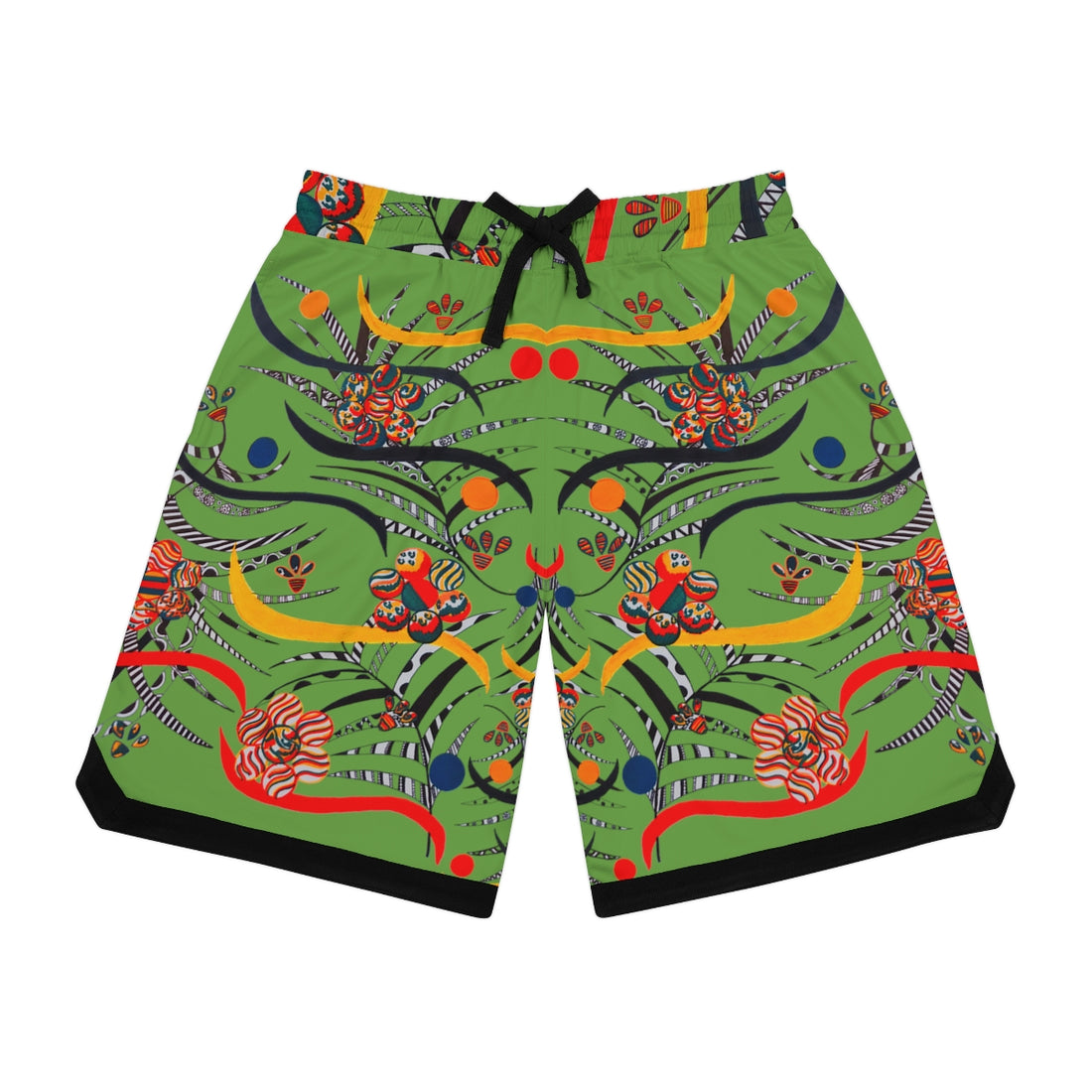 Olive Wilderness Basketball Rib Shorts (AOP)