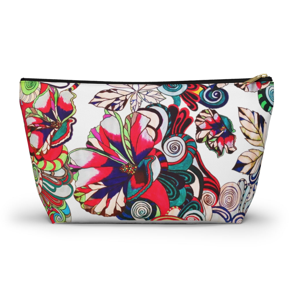 Floral Pop White Accessory Pouch