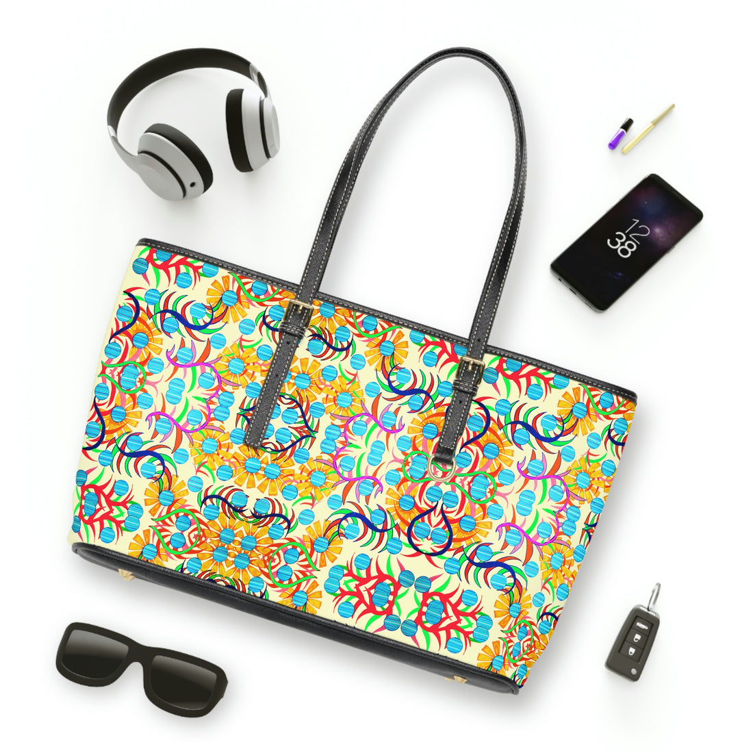 Cream Sunflower PU Leather Shoulder Bag