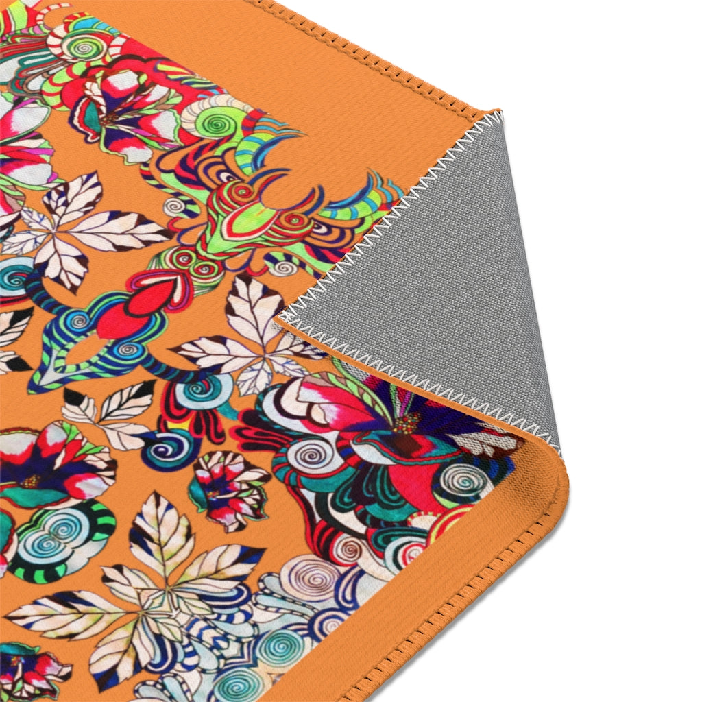 Artsy Floral Pop Peach Area Rug
