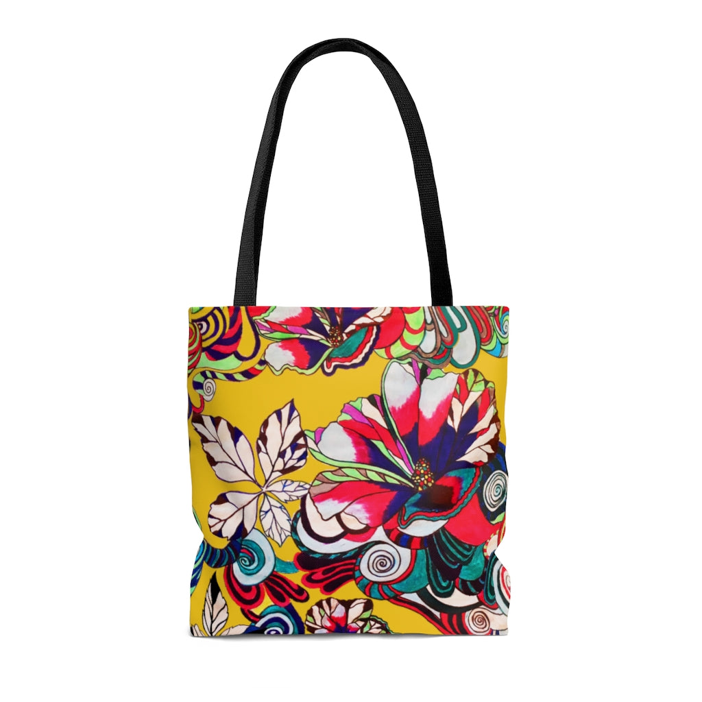 AOP Artsy Floral Pop Yellow Tote Bag