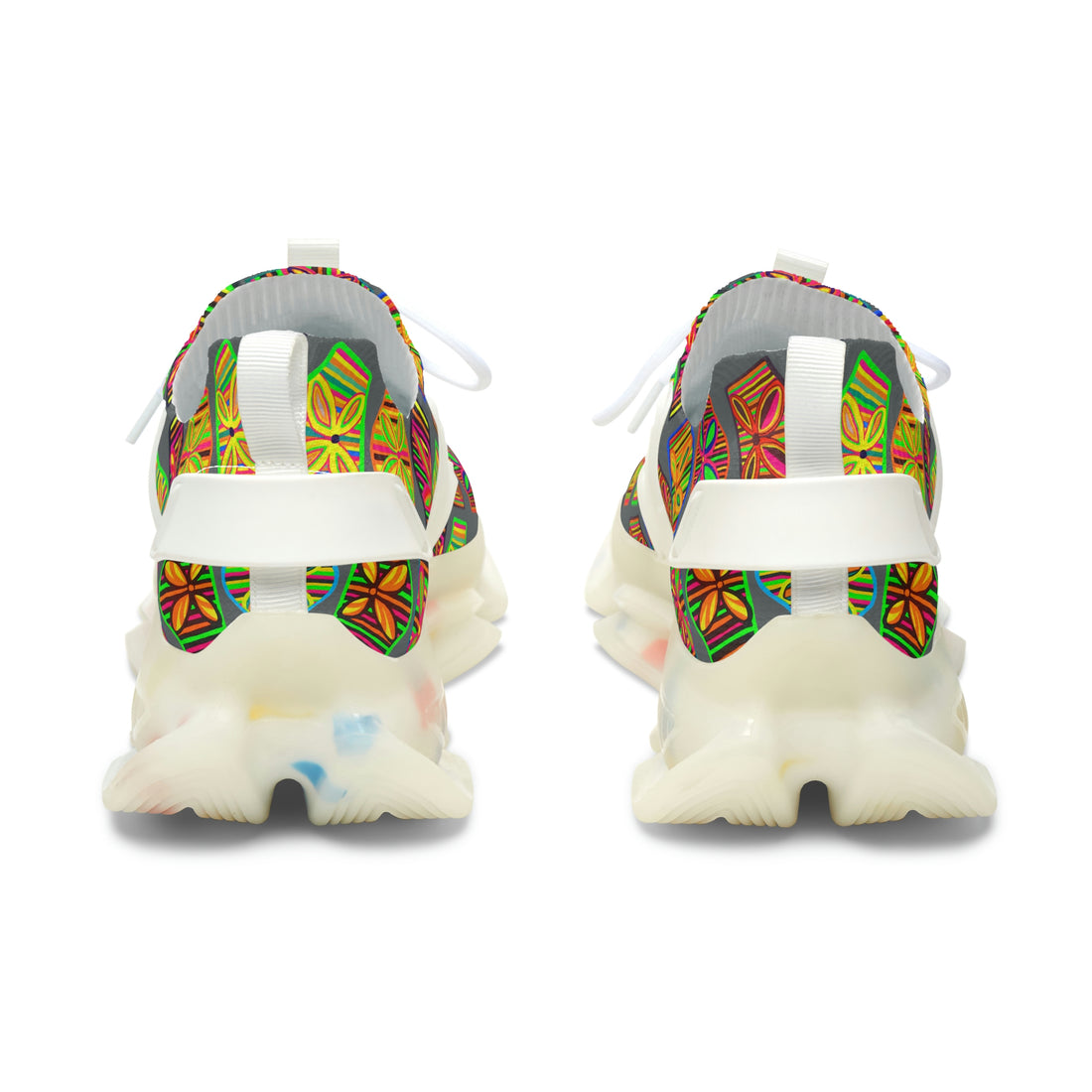 Ash Grey Deco Print OTT Women's Mesh Knit Sneakers