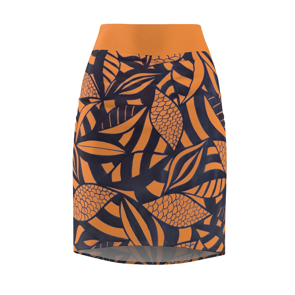 Tropical Minimalist Spiced Pencil Skirt