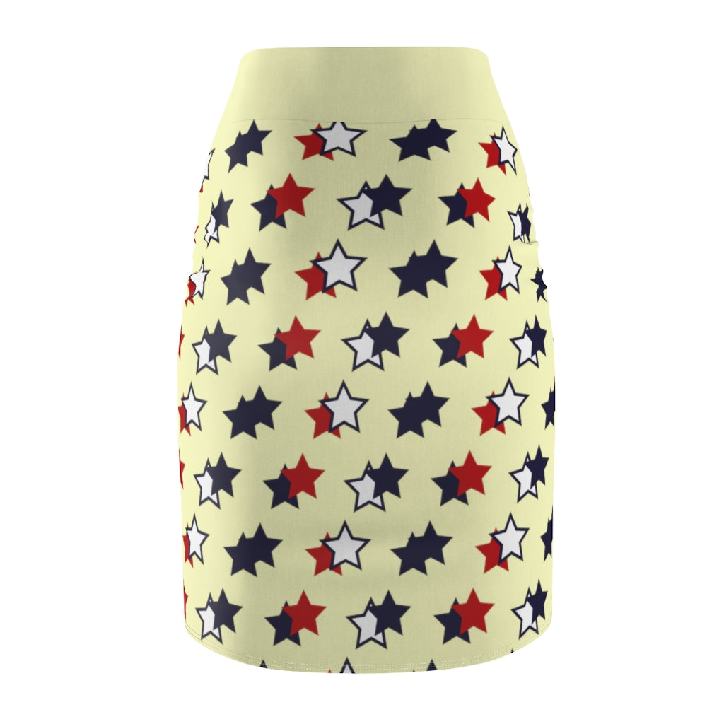 AOP Starry Cream Pencil Skirt