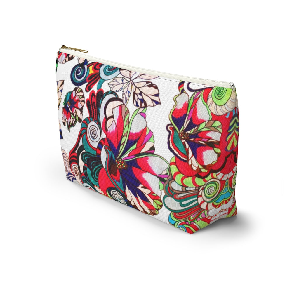 Floral Pop White Accessory Pouch