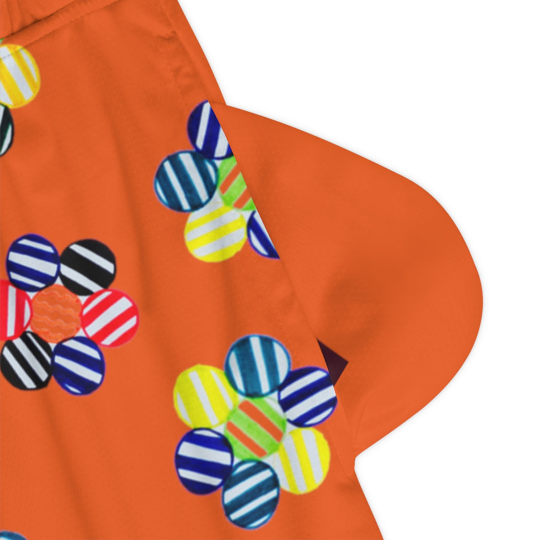 Orange Geo Floral Basketball Rib Shorts (AOP)