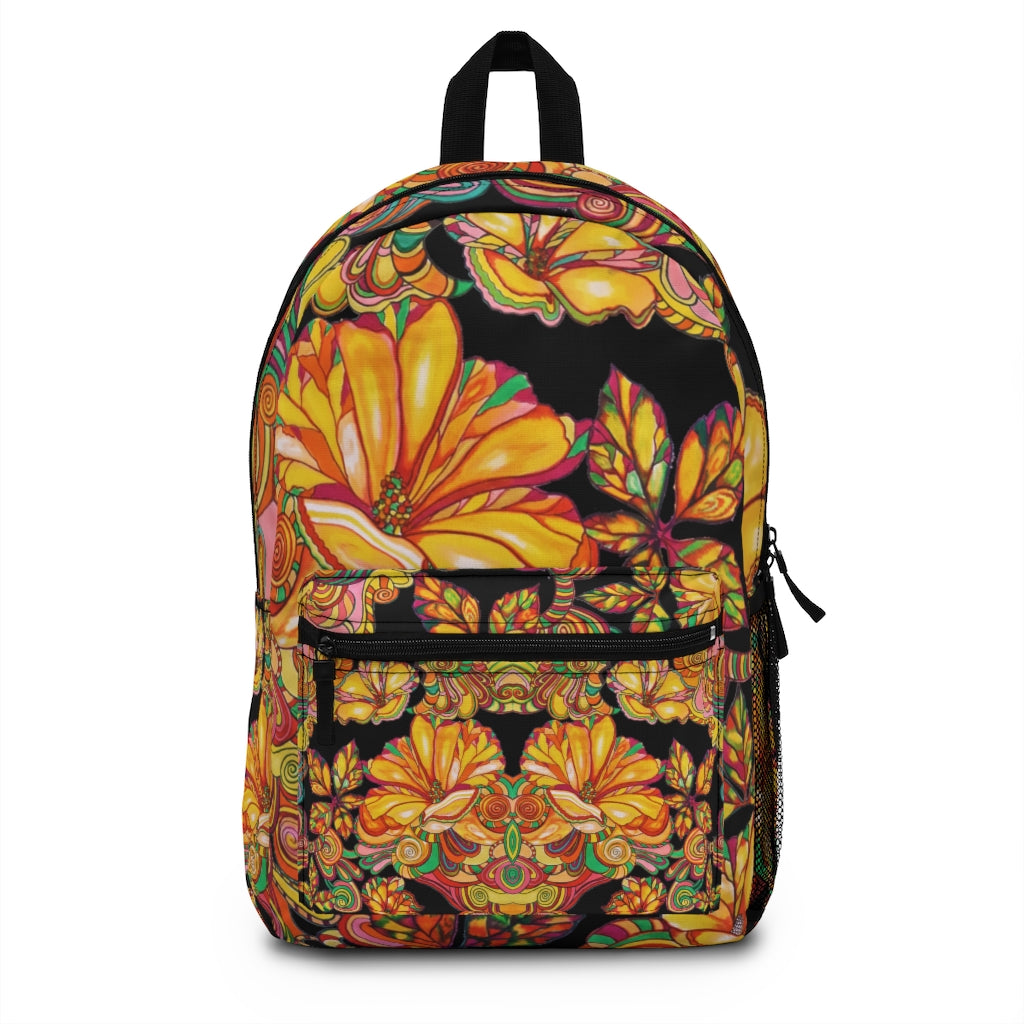Artsy Floral Black Backpack