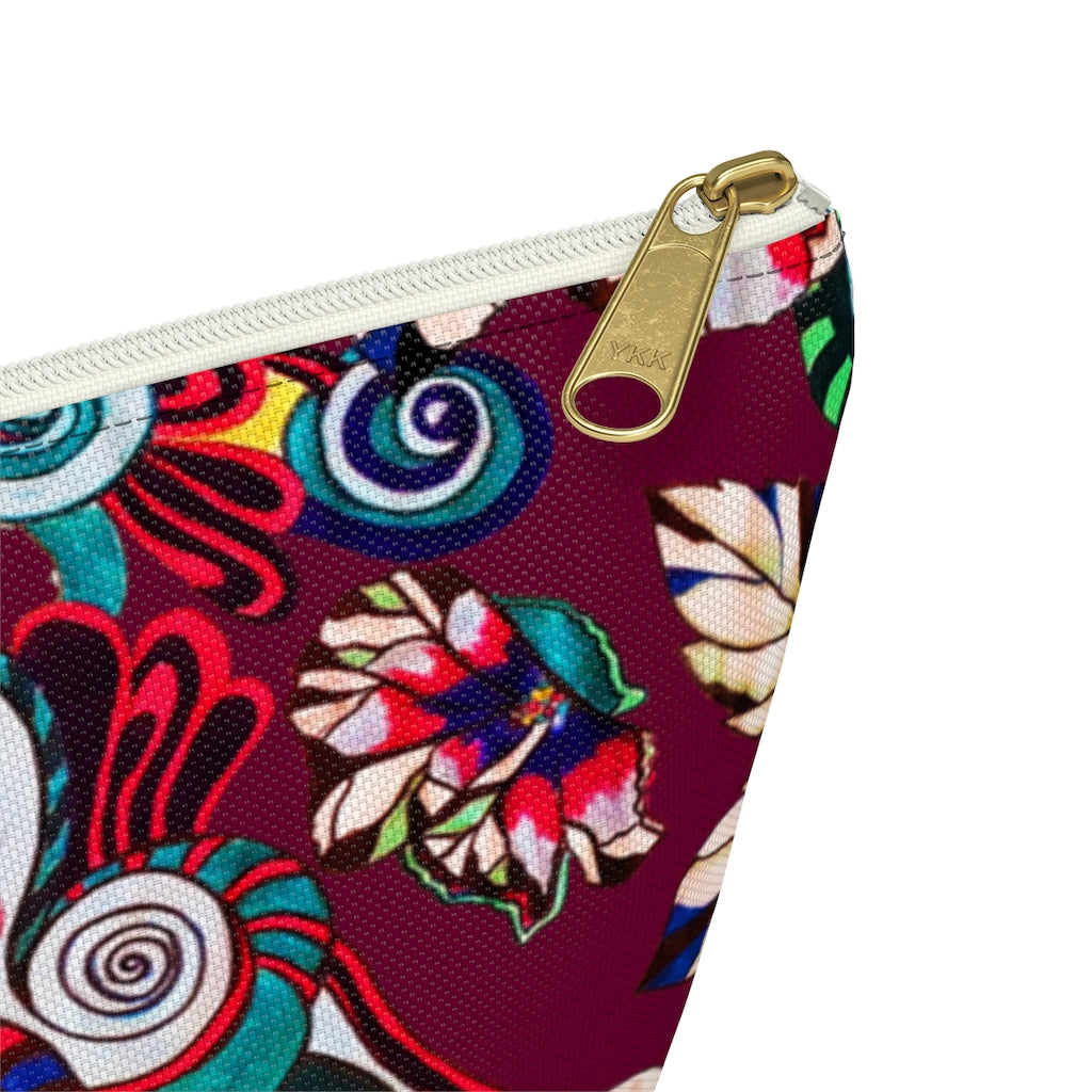 Floral Pop Marsala Accessory Pouch
