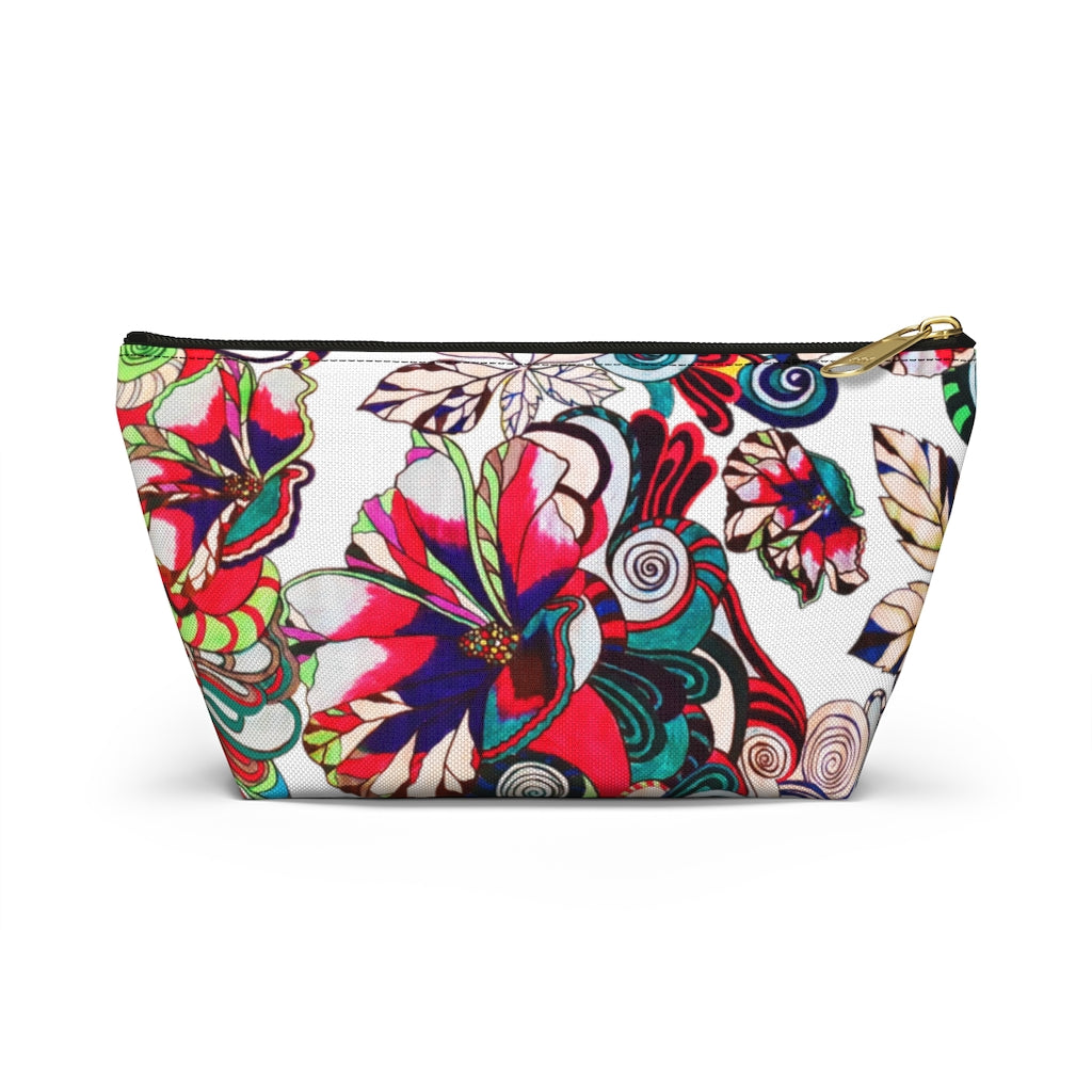 Floral Pop White Accessory Pouch