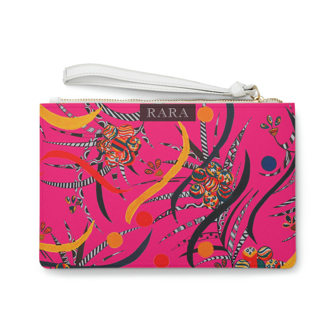 hot pink floral & animal print clutch bag