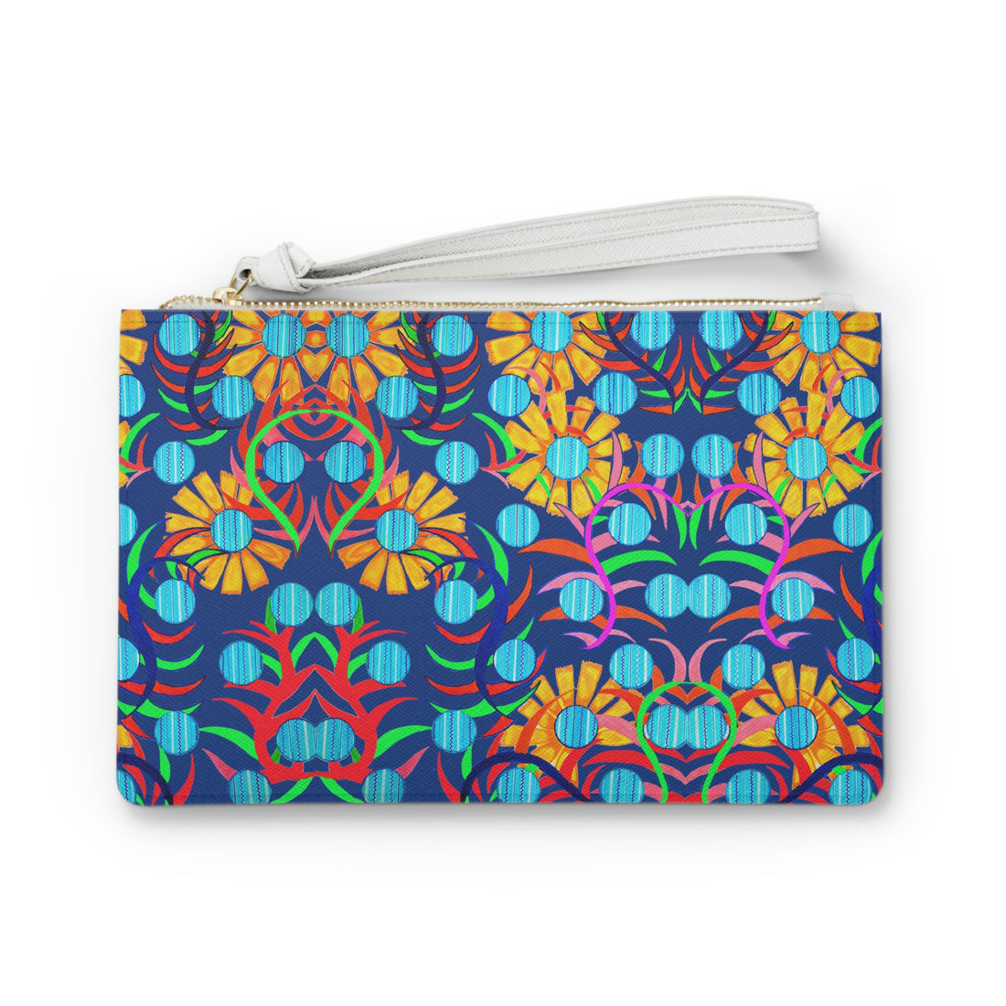 Royal Blue Sunflower Print Clutch Bag