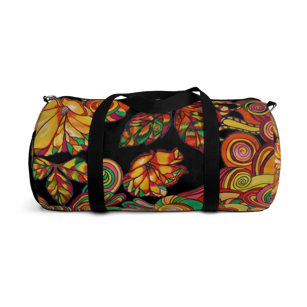 Artsy Floral Black Duffel Bag