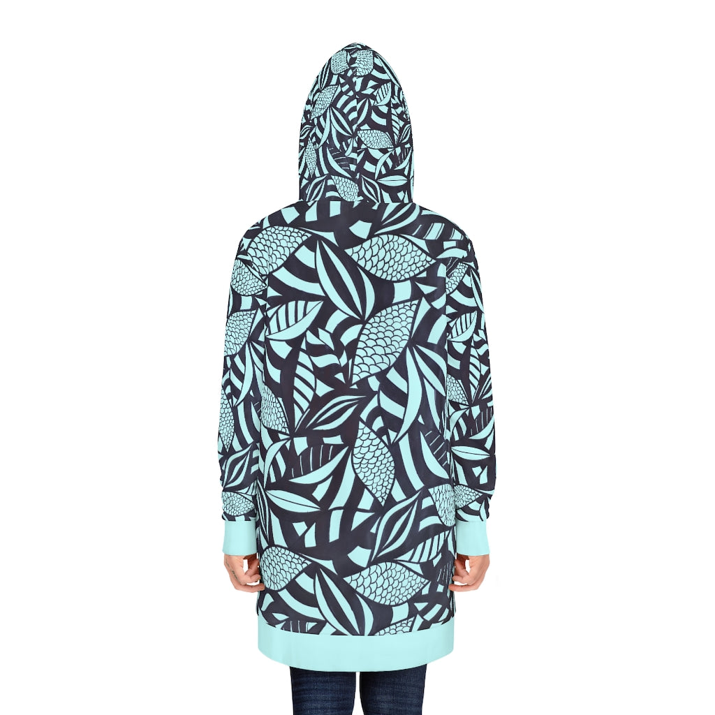 Tropical Minimalist Icy Blue Hoodie Dress (AOP)