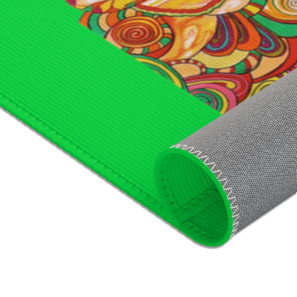 Artsy Floral Lawn Green Area Rug