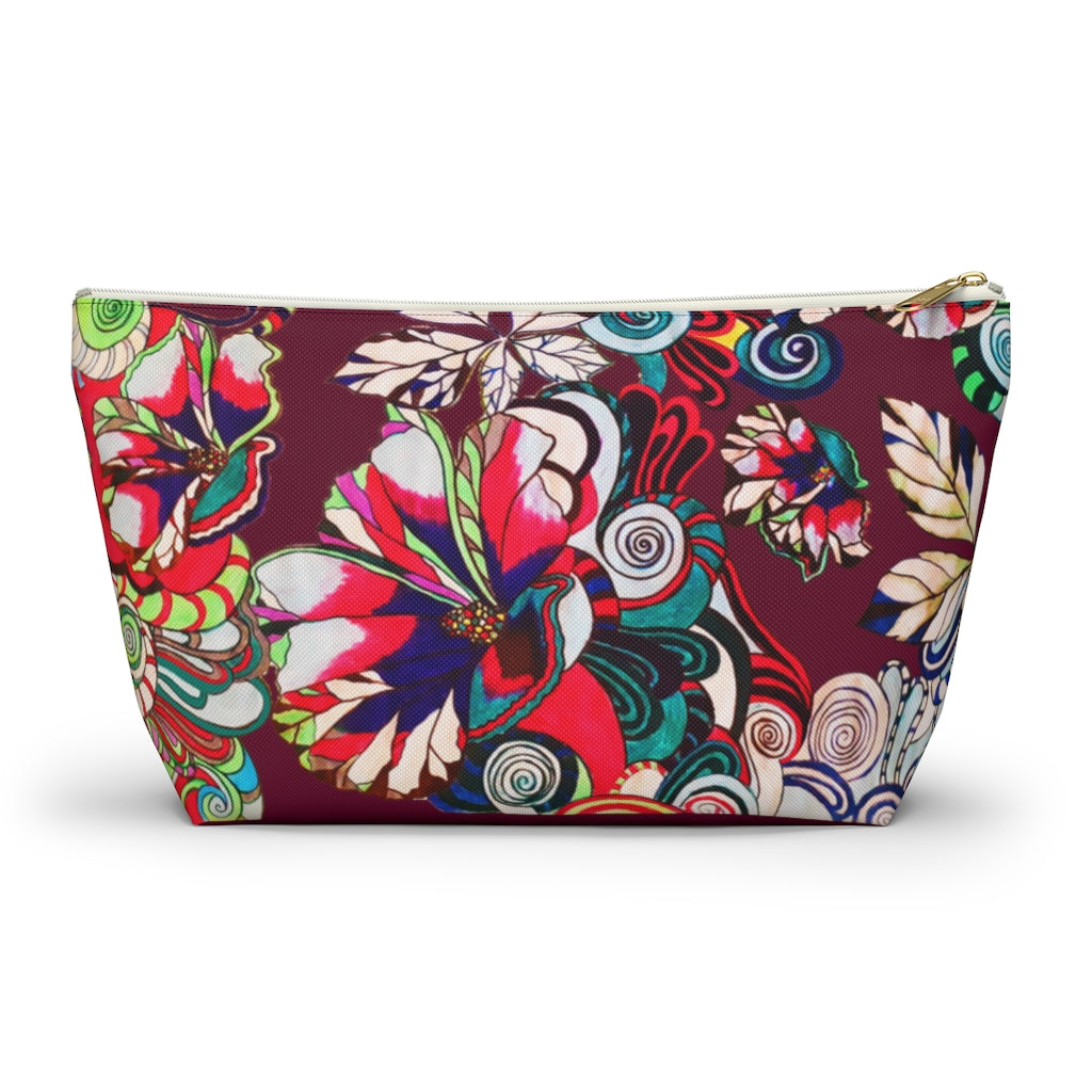 Floral Pop Marsala Accessory Pouch