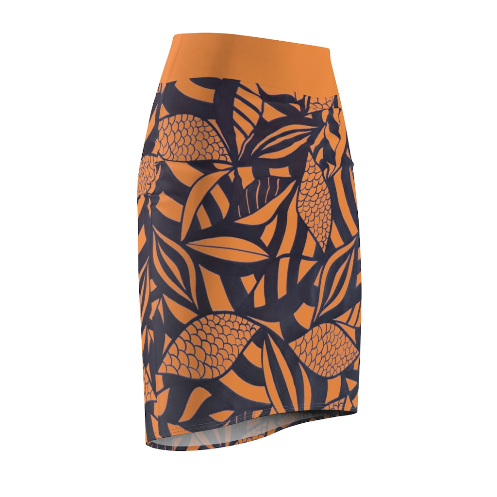 Tropical Minimalist Spiced Pencil Skirt
