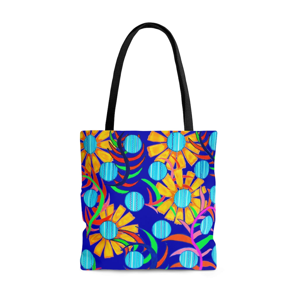 AOP The Sunflower Electric Blue Tote Bag