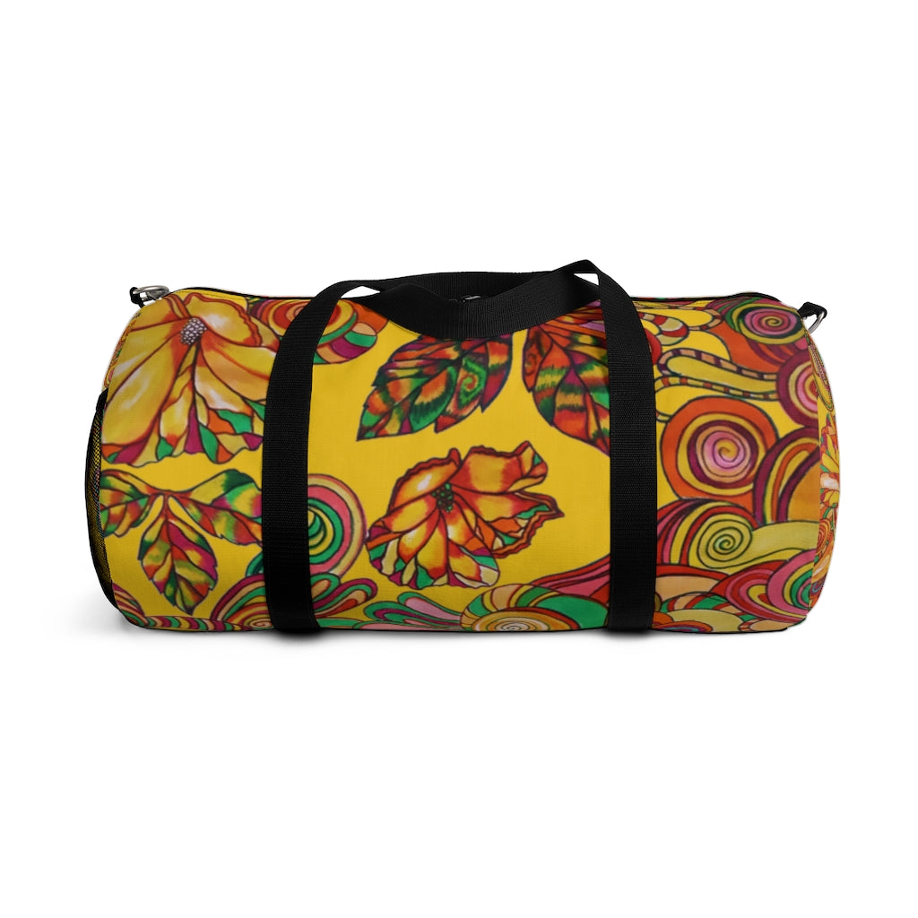 Artsy Floral Yellow Duffel Bag