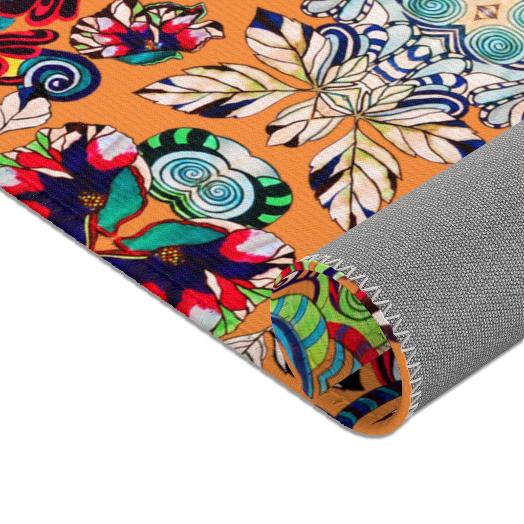 Artsy Floral Pop Peach Area Rug