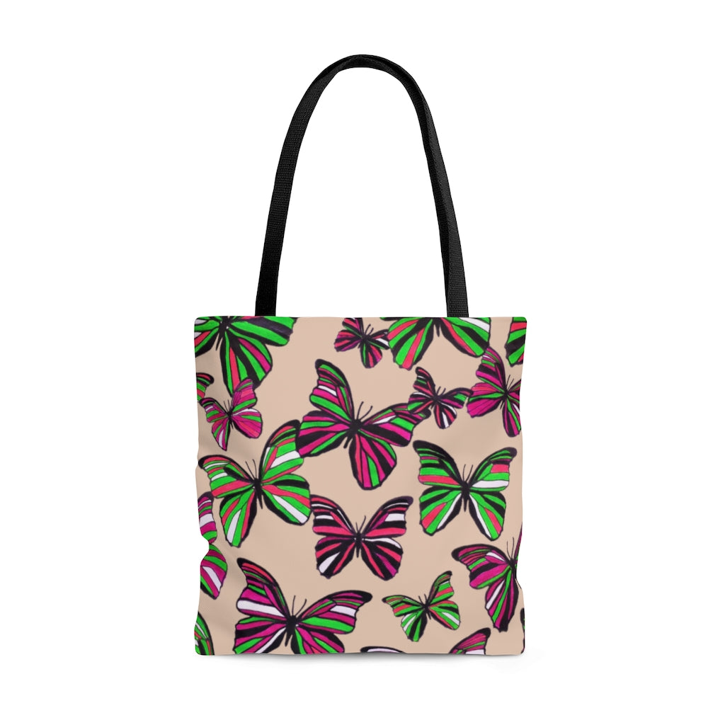 AOP Butterflies Nude Tote Bag