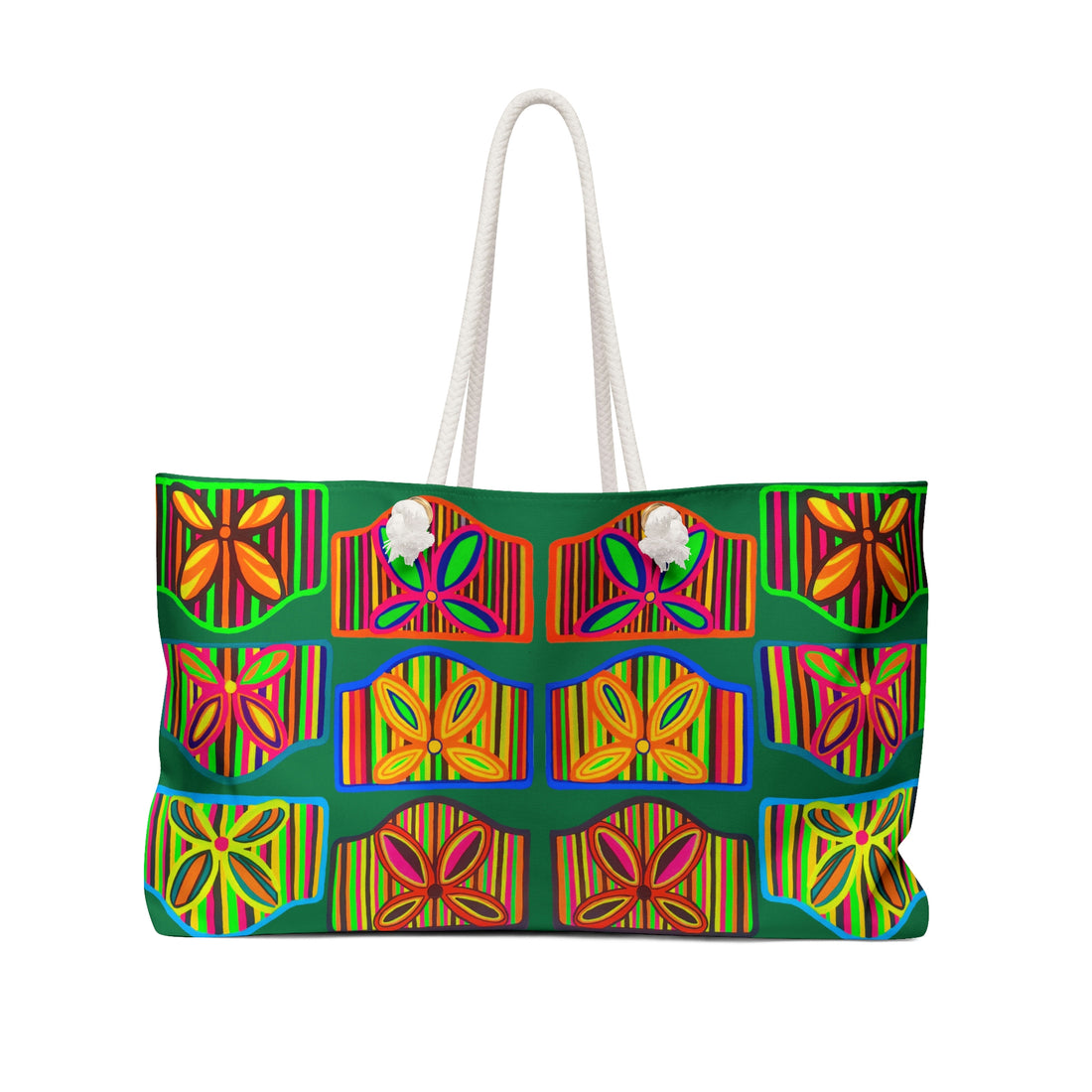 Dark Green Deco Print Weekender Tote Bag