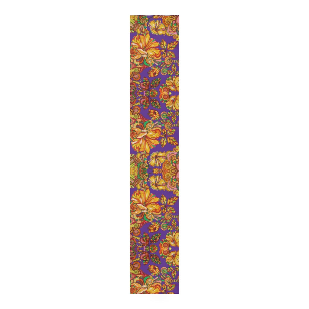 Artsy Floral Purple Table Runner