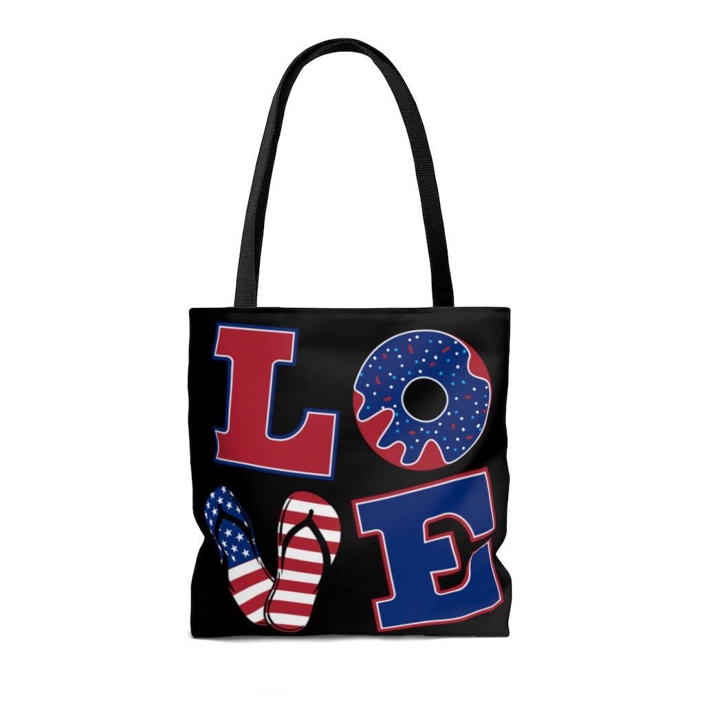 AOP American Love Black Tote Bag