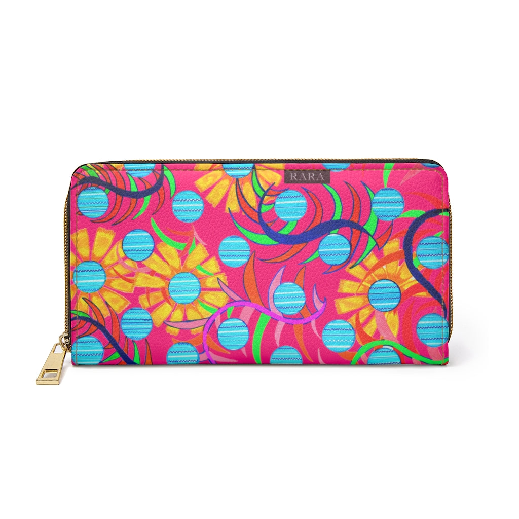 hot pink sunflower print wallet