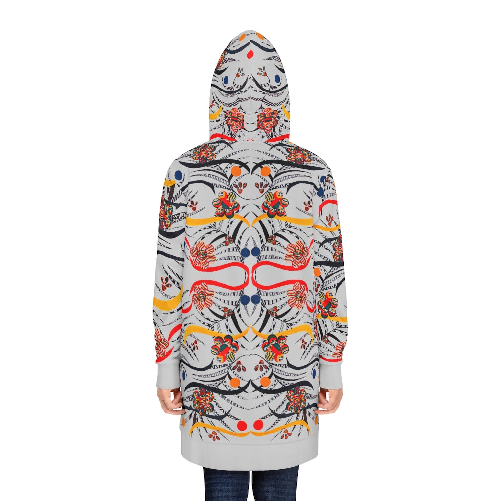 slate grey animal & floral print hoodie dress
