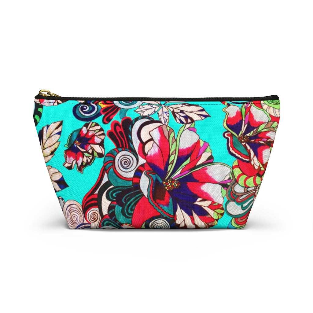 Artsy Floral Pop Cyan Accessory Pouch