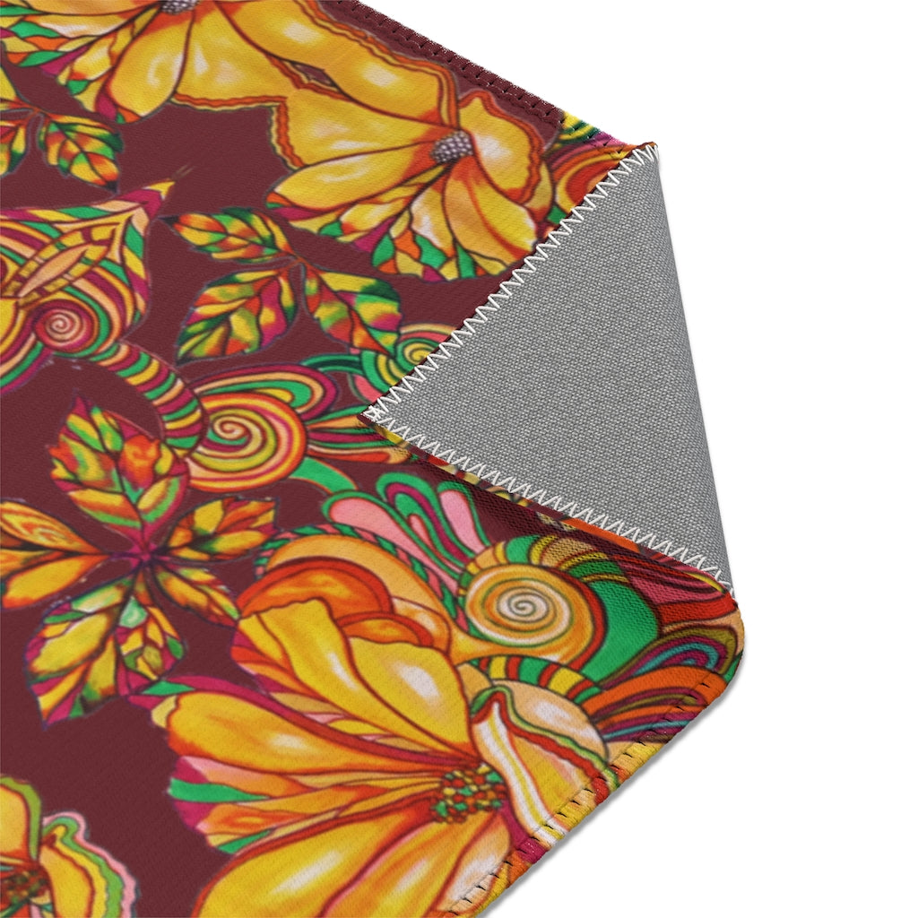 Artsy Floral Marsala Area Rug