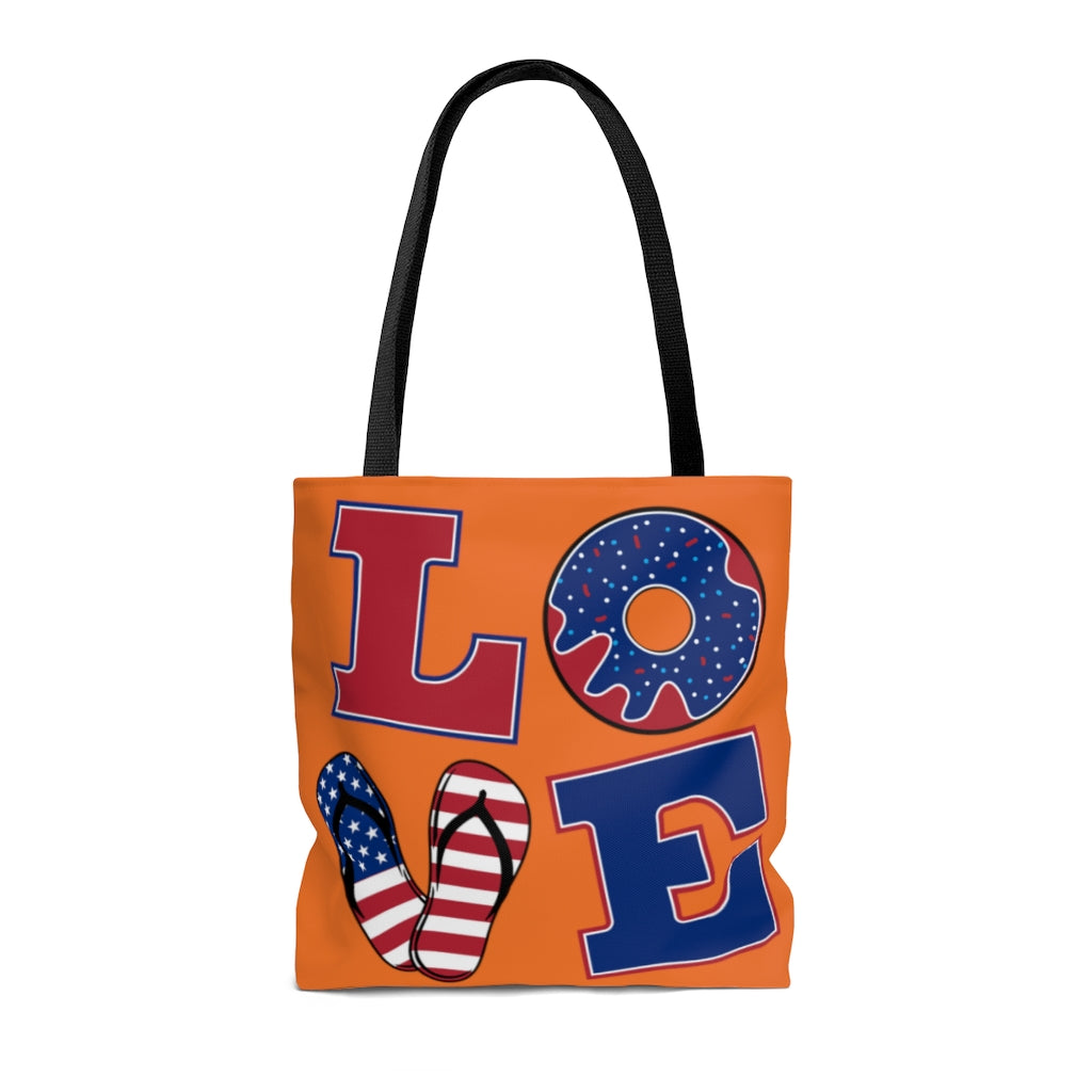 AOP American Love Orange Tote Bag