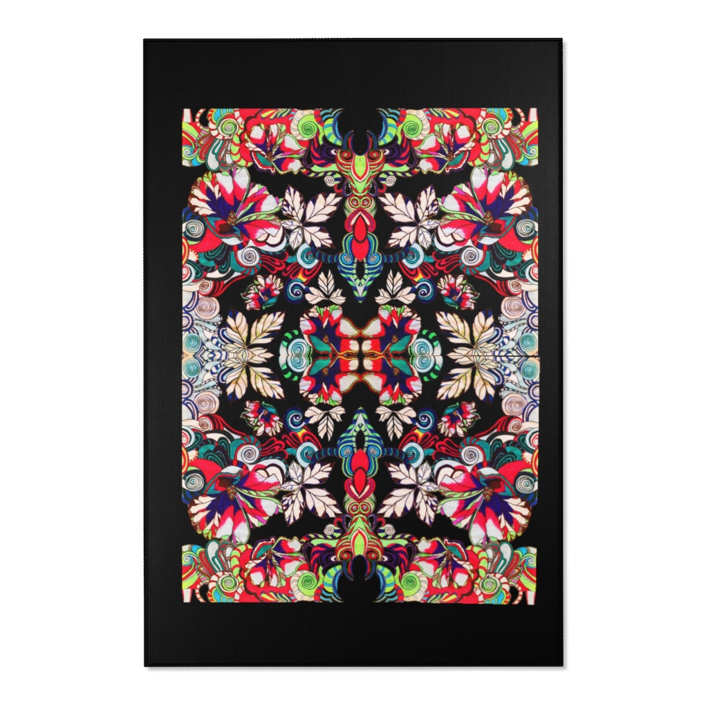 Artsy Floral Pop Black Area Rug