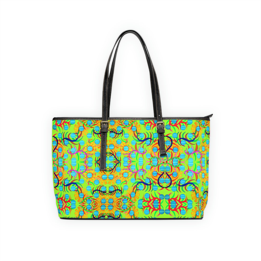 Lime Green Sunflower PU Leather Shoulder Bag