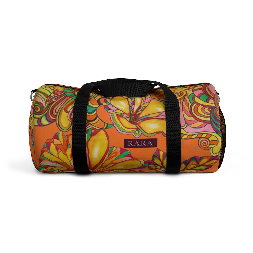 Artsy Floral Orange Duffel Bag